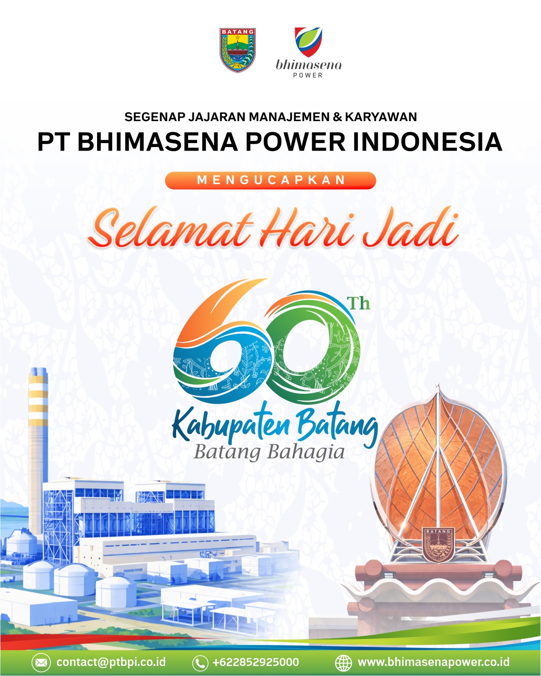 PT Bhimasena Power Indonesia Ucapkan Selamat HUT ke-60 Kabupaten Batang