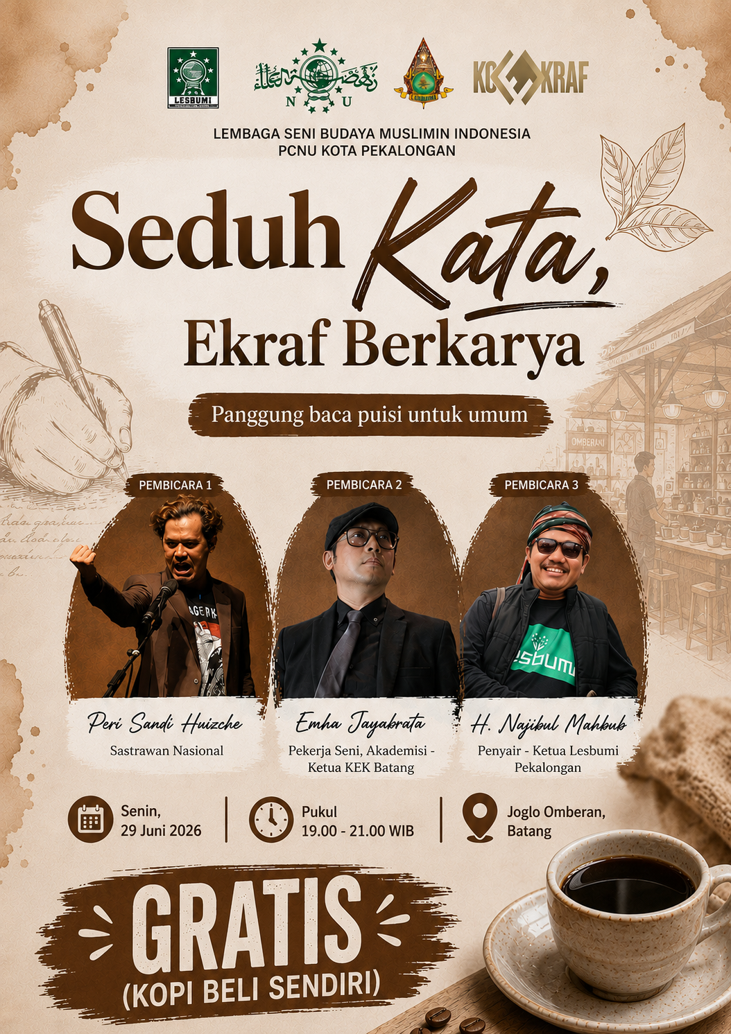 Seduh Kata, Ekraf Berkarya, Hadirkan Ruang Dialog Sastra dan Ekonomi Kreatif di Batang